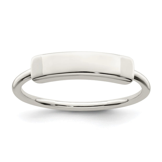 Sterling Silver Polished Engraveable Top Ring