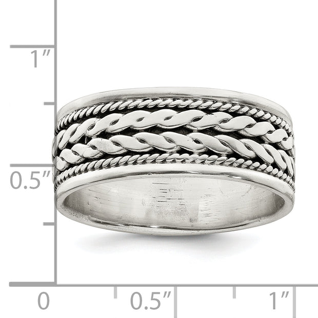 Sterling Silver Antiqued Rope Design Ring