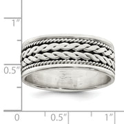 Sterling Silver Antiqued Rope Design Ladie's Ring