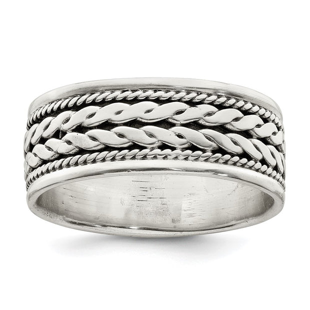 Sterling Silver Antiqued Rope Design Ladie's Ring