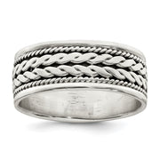 Sterling Silver Antiqued Rope Design Ring