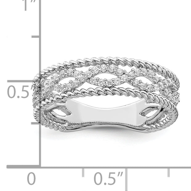 Sterling Silver Rhodium plated CZ Band