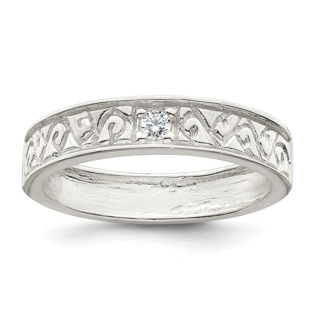 Sterling Silver Polished CZ Fancy Design Ring