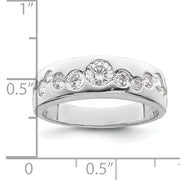 Sterling Silver Rhodium-plated CZ Cluster Ring
