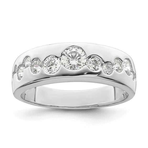 Sterling Silver Rhodium-plated CZ Cluster Ring