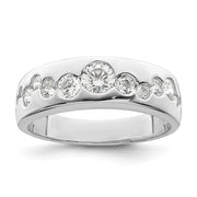 Sterling Silver Rhodium-plated CZ Cluster Ring