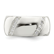 Sterling Silver CZ Slanted Lines Ring