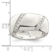 Sterling Silver CZ Slanted Lines Ring