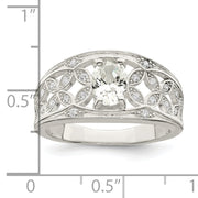 Sterling Silver CZ Flower Ring