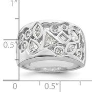 Sterling Silver Rhodium-plated Multi-shaped CZ Ring