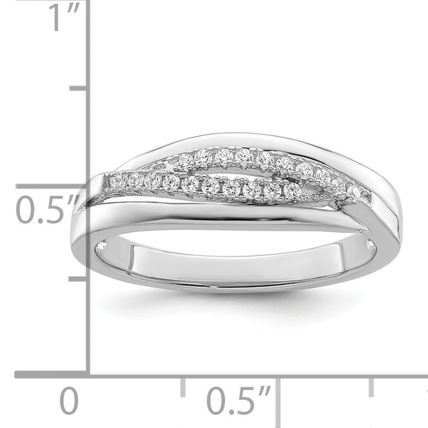 Sterling Silver Rhodium plated CZ Twisted Band