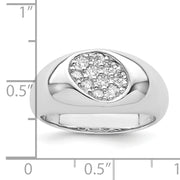 Sterling Silver Rhodium-plated CZ Oval Cluster Ring
