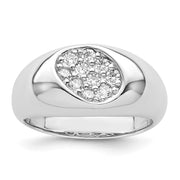 Sterling Silver Rhodium-plated CZ Oval Cluster Ring