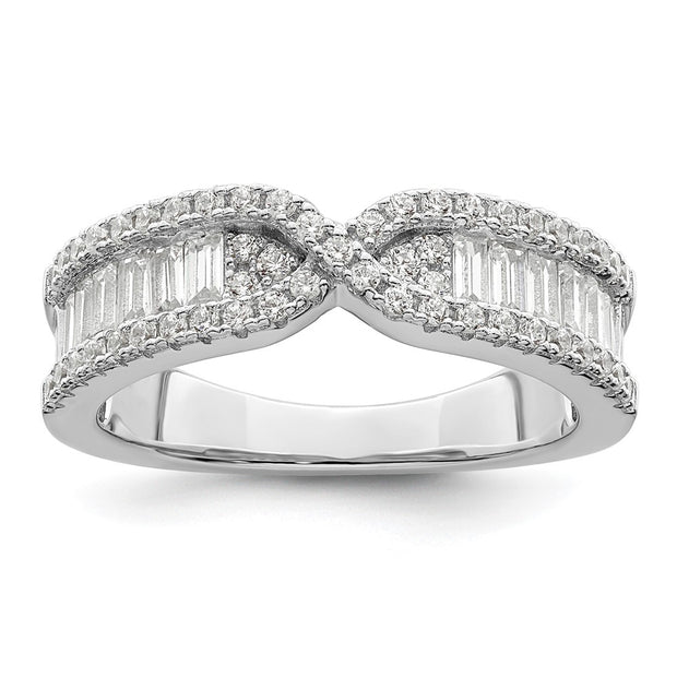 Sterling Silver Rhodium plated CZ Band