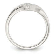 Sterling Silver Polished CZ Fancy Bypass Ring