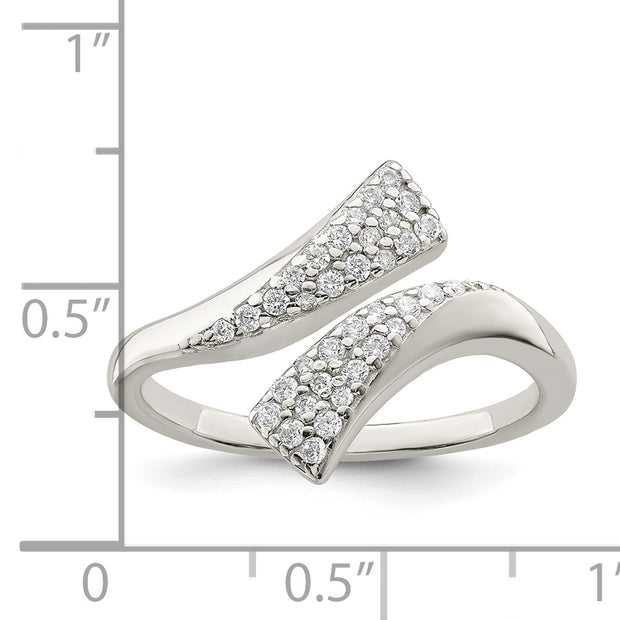 Sterling Silver Polished CZ Fancy Bypass Ring