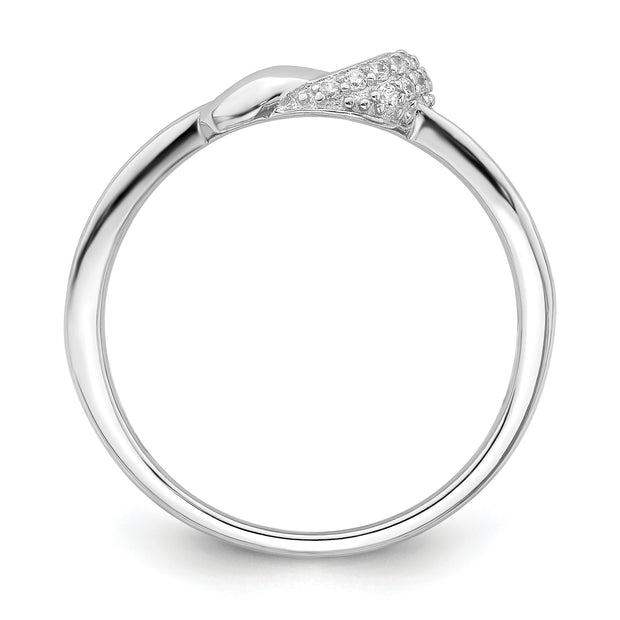 Sterling Silver Polished Rhodium-plated CZ Knot Ring