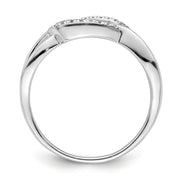 Sterling Silver Rhodium-plated Polished Teardrop CZ Ring