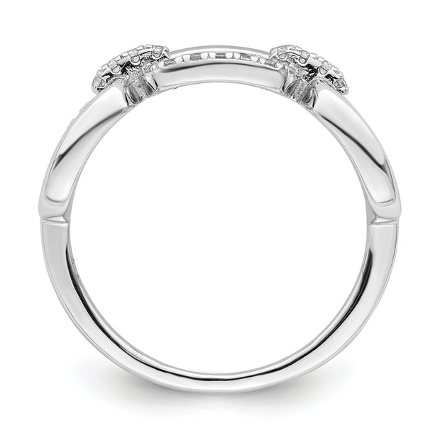 Sterling Silver Rhodium-plated Polished CZ 3 Square Ring