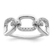 Sterling Silver Rhodium-plated Polished CZ 3 Square Ring