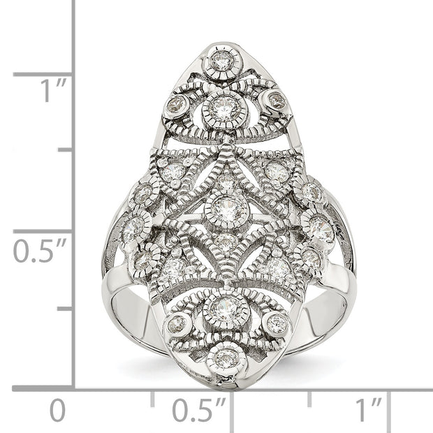 Sterling Silver Polished Fancy CZ Ring