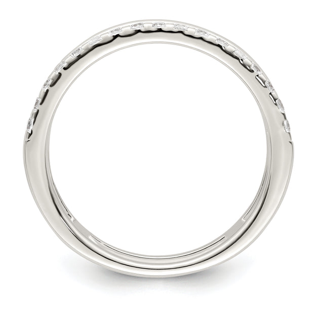 Sterling Silver Polished CZ Double Ring Guard