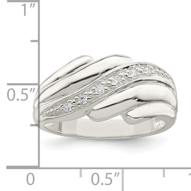 Sterling Silver CZ Wave Ring