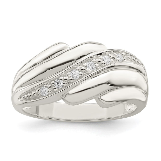 Sterling Silver CZ Wave Ring