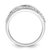 Sterling Silver Rhodium-plated CZ Twist Ring