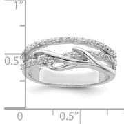 Sterling Silver Rhodium-plated CZ Twist Ring