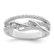 Sterling Silver Rhodium-plated CZ Twist Ring