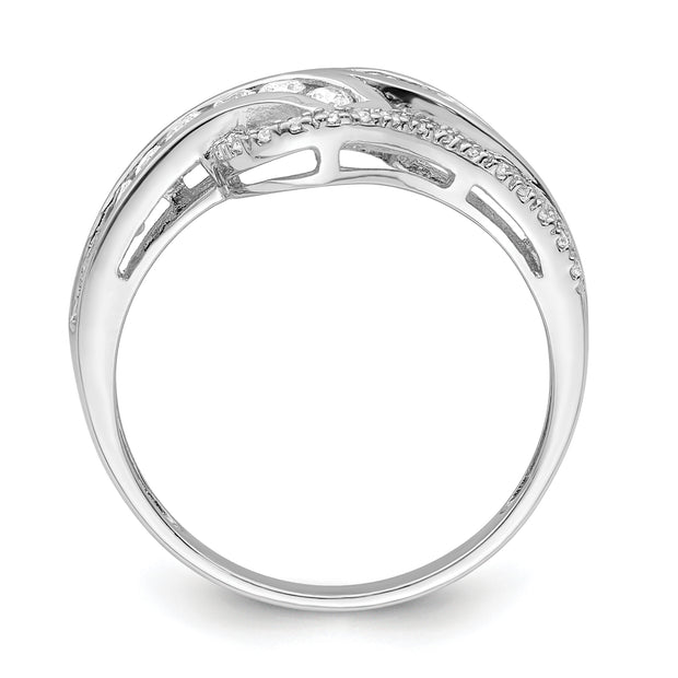 Sterling Silver Rhodium-plated Twist CZ Ring