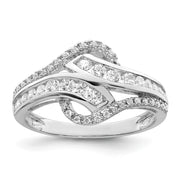 Sterling Silver Rhodium-plated Twist CZ Ring