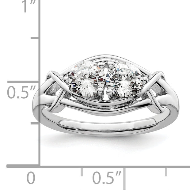 Sterling Silver Rhodium-plated CZ Ring