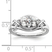 Sterling Silver Rhodium-plated CZ Ring