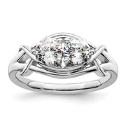 Sterling Silver Rhodium-plated CZ Ring