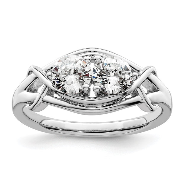 Sterling Silver Rhodium-plated CZ Ring