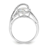 Sterling Silver Rhodium-plated Overlap CZ Ring