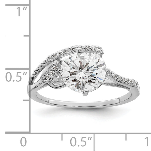 Sterling Silver Rhodium-plated Overlap CZ Ring