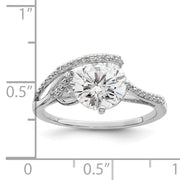 Sterling Silver Rhodium-plated Overlap CZ Ring