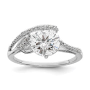 Sterling Silver Rhodium-plated Overlap CZ Ring