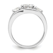 Sterling Silver Rhodium-plated Three Stone Twist CZ Ring