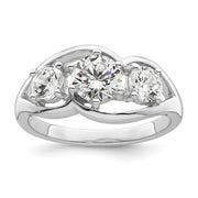 Sterling Silver Rhodium-plated Three Stone Twist CZ Ring