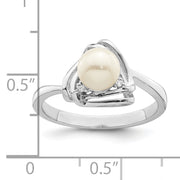 Sterling Silver Rhodium-plated FWC Pearl and CZ Triangle Ring