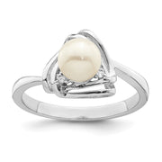 Sterling Silver Rhodium-plated FWC Pearl and CZ Triangle Ring