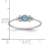Sterling Silver Rhodium-plated Polished Lab Created Blue Opal Ring