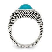 Sterling Silver Oxidized Imitation Turquoise Ring