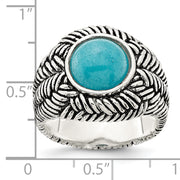 Sterling Silver Oxidized Imitation Turquoise Ring