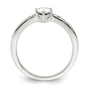 Sterling Silver CZ & Chinese Crystal Teardrop Ring