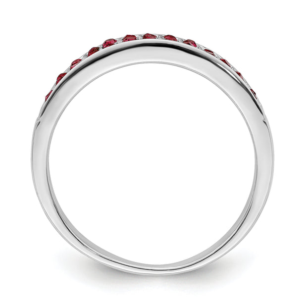 Sterling Silver Rhodium-plated Polished Red Crystal Ring